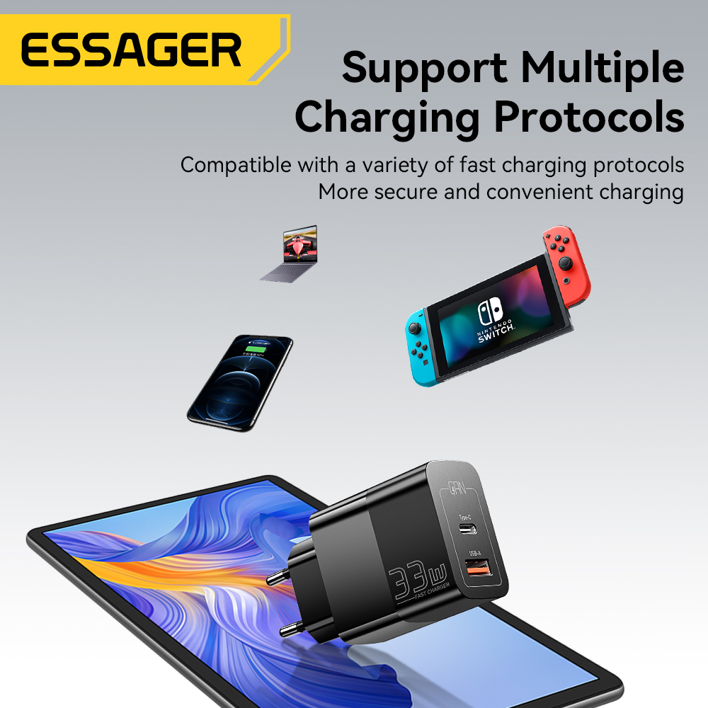Essager 33W GaN Phone Charger PD Fast USB Type C Charger