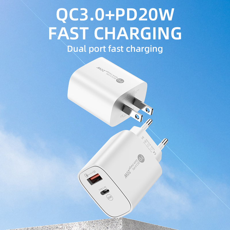 Dual Port Wall Charger USB C Quick Charger PD20W QC3.0 Fast Charging Adapter For iPhone Samsung