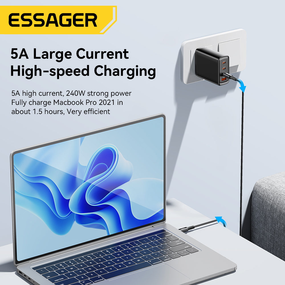 Essager 240W USB Type C TO C Cable PD Fast Charging 6A Quick Charger