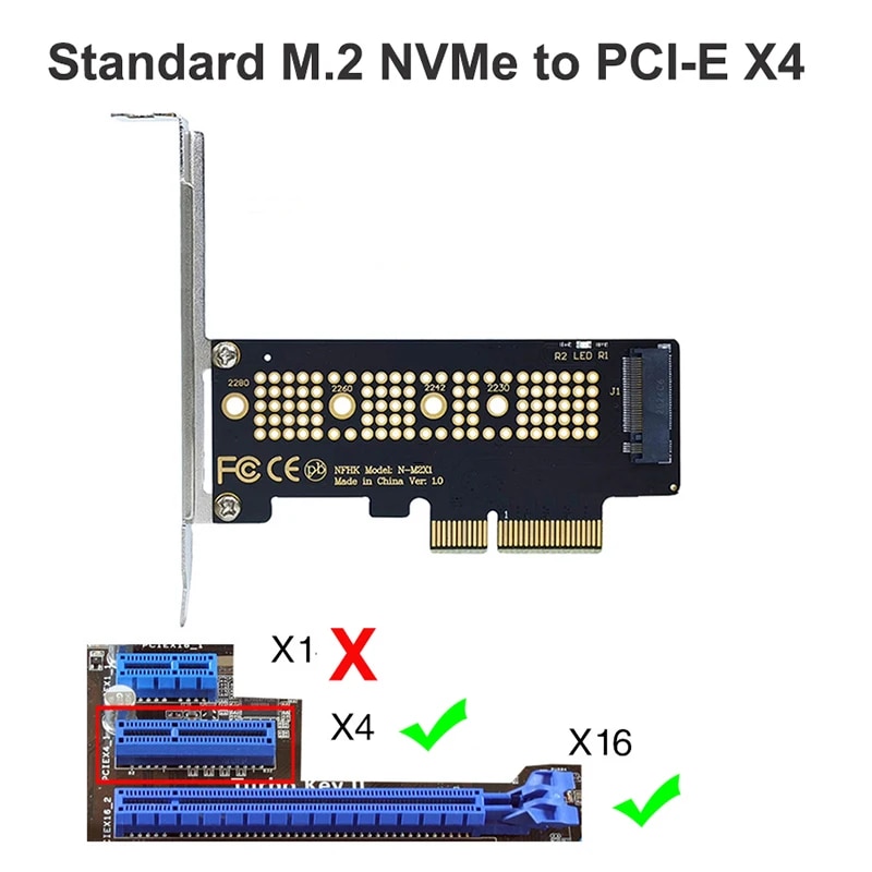 M.2 NVME SSD to PCIe 4.0 Adapter Card 64Gbps M-Key PCIe4.0 X1 X4 For Desktop PC PCI-E GEN4 Full Speed