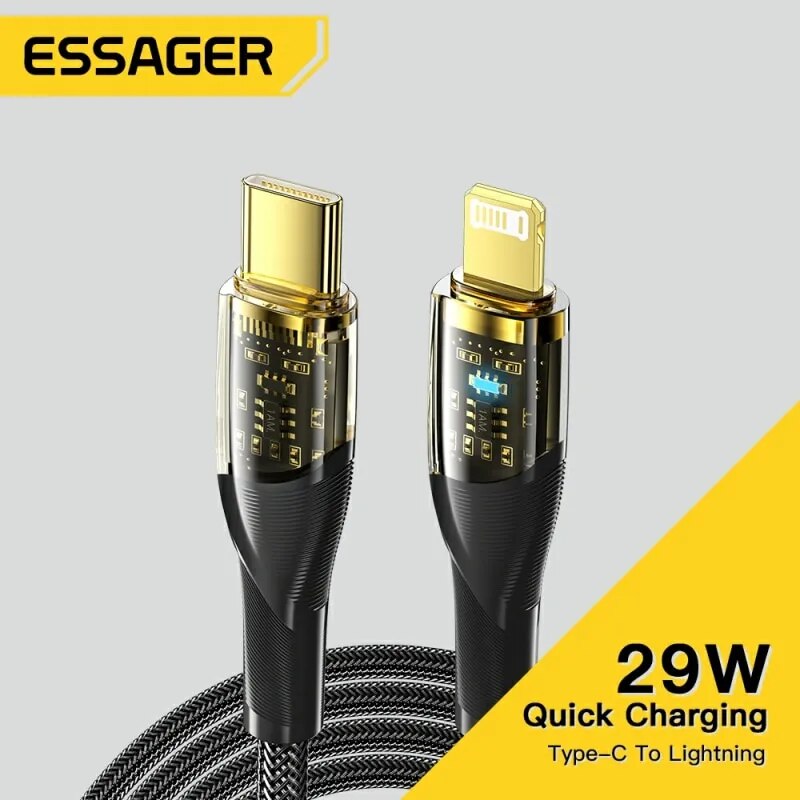 Essager USB Type C Cable For iPhone 11 12 14 Pro Max Mini Xs Xr X 8 iPad MacBook PD 20W Fast Charge Charger Lightning Wire Cord