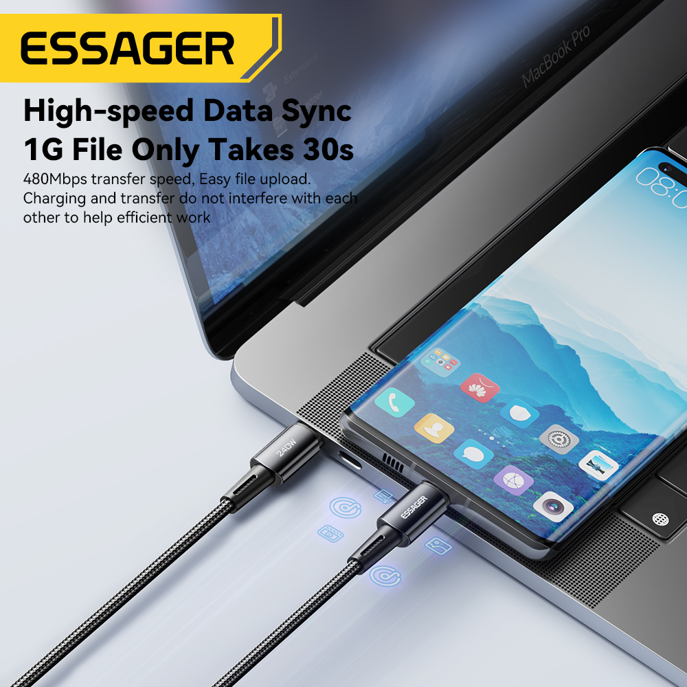 Essager 240W USB Type C TO C Cable PD Fast Charging 6A Quick Charger