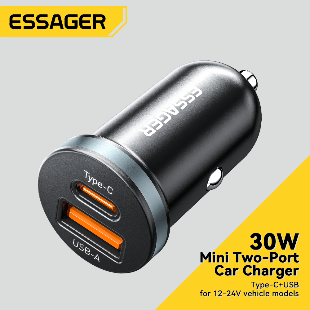 Essager 30W USB Type C Car Charger Quick Charge PD QC 3.0 For IPhone Samsung Supercharge